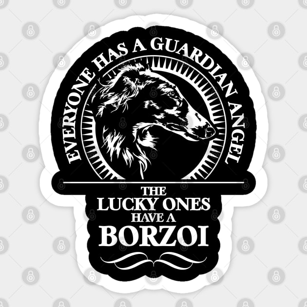 Borzoi Guardian Angel dog saying Sticker by wilsigns